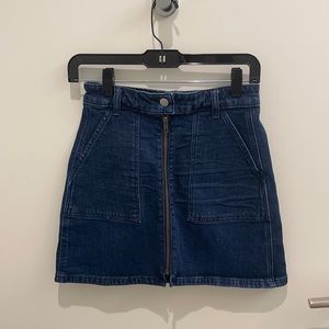 Madewell front zipper denim skirt
